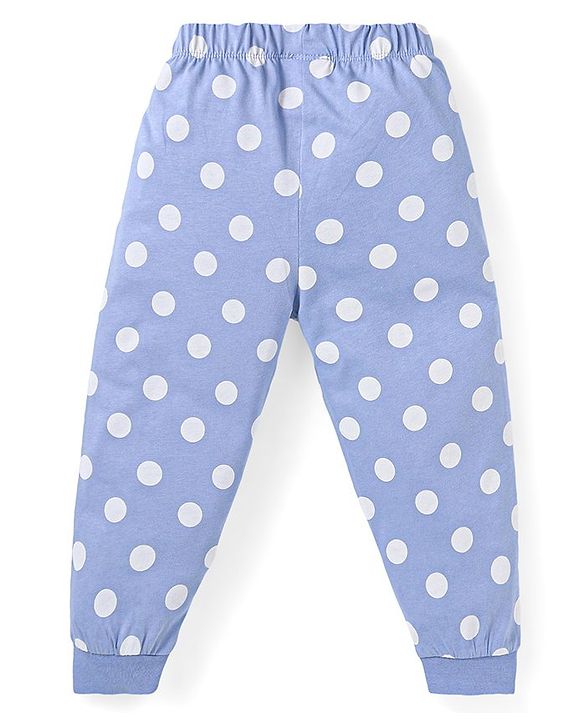 Babyhug Disney Single Jersey Knit Full Sleeves Night Suit With Olaf Graphics - Royal Blue