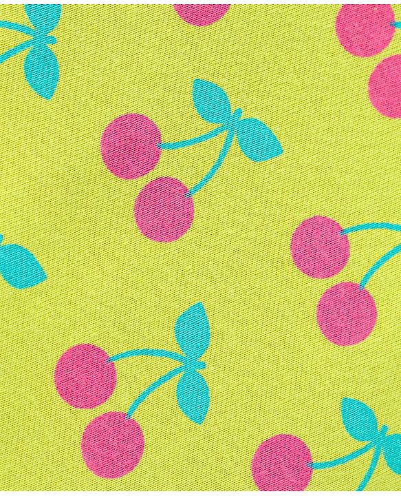 Babyhug Cotton Knit Full Sleeves Cherry Printed Night Suit - Limegreen