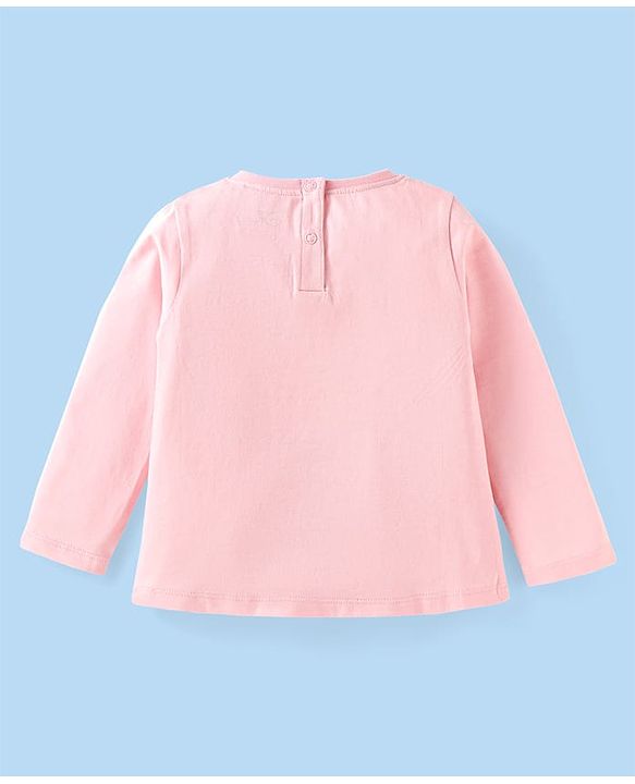 Babyhug Disney Single Jersey Knit Full Sleeves Night Suit with Disney Princess Print - Pink