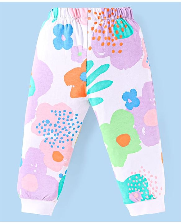 Babyhug Disney Single Jersey Knit Full Sleeves Night Suit with Disney Princess Print - Pink