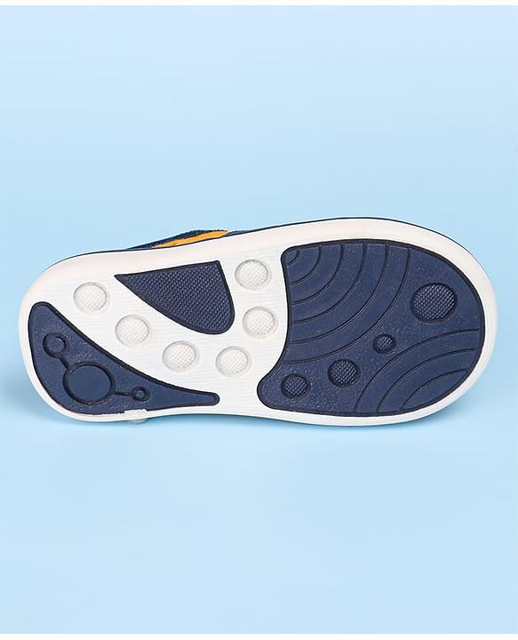 Cute Walk by Babyhug Velcro Closure Sandals with Dino Applique - Navy Blue
