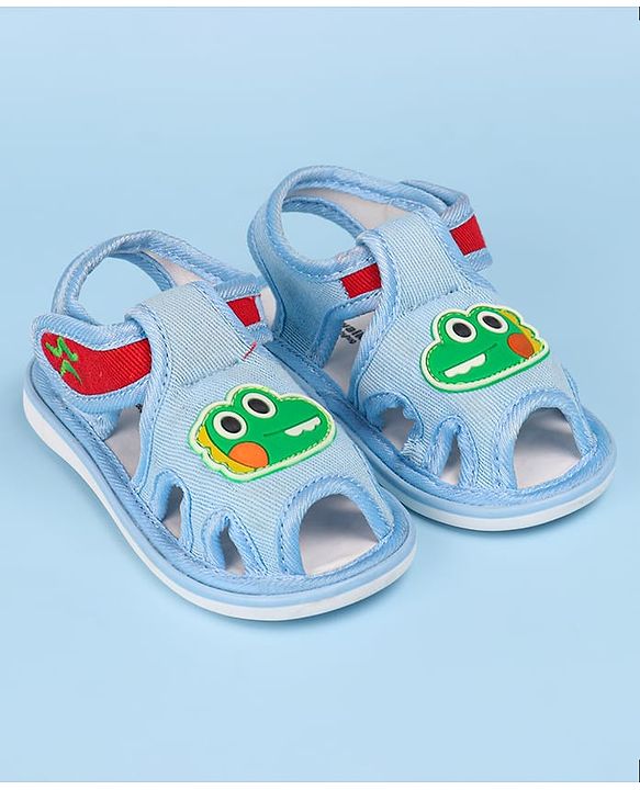 Cute Walk by Babyhug Velcro Closure Sandals with Dino Applique - Light Blue