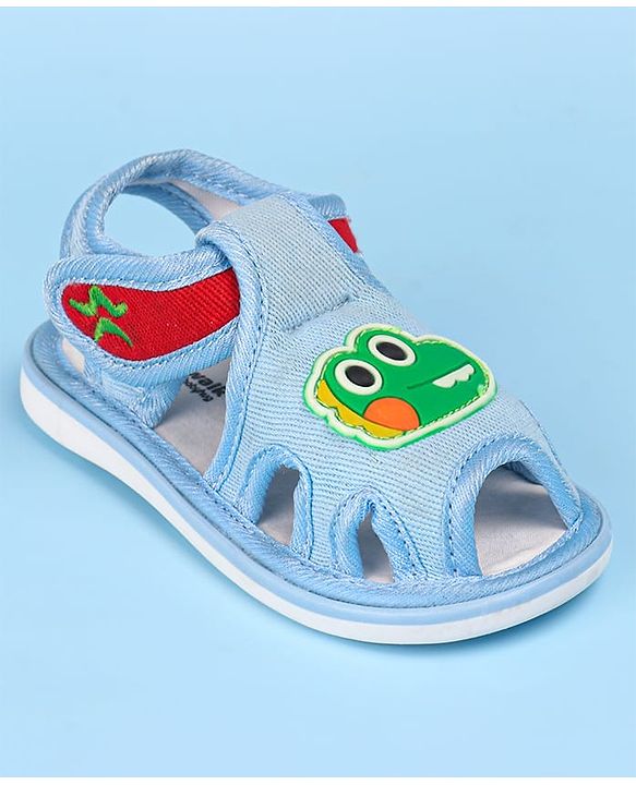 Cute Walk by Babyhug Velcro Closure Sandals with Dino Applique - Light Blue