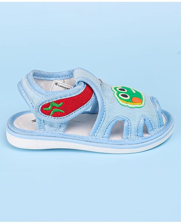 Cute Walk by Babyhug Velcro Closure Sandals with Dino Applique - Light Blue