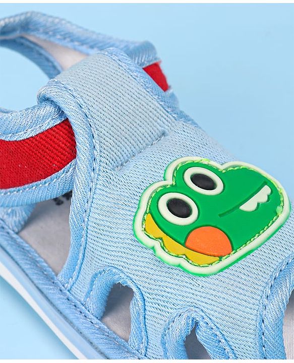 Cute Walk by Babyhug Velcro Closure Sandals with Dino Applique - Light Blue
