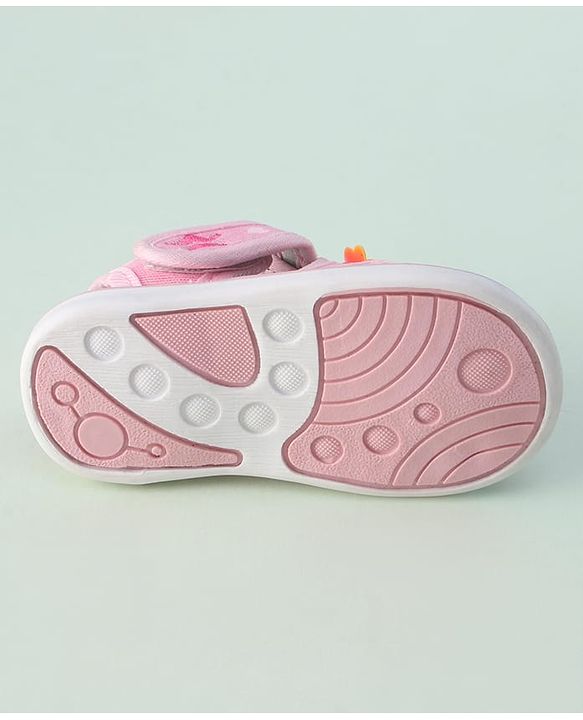 Cute Walk by Babyhug Sandals with Heart Applique & Velcro Closure - Pink