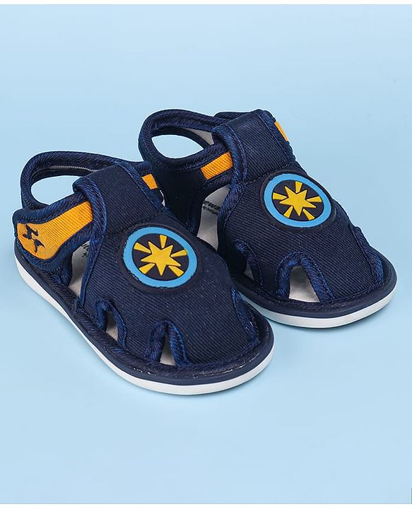 Cute Walk by Babyhug Sandals with Patch Detailing & Velcro Closure - Navy Blue