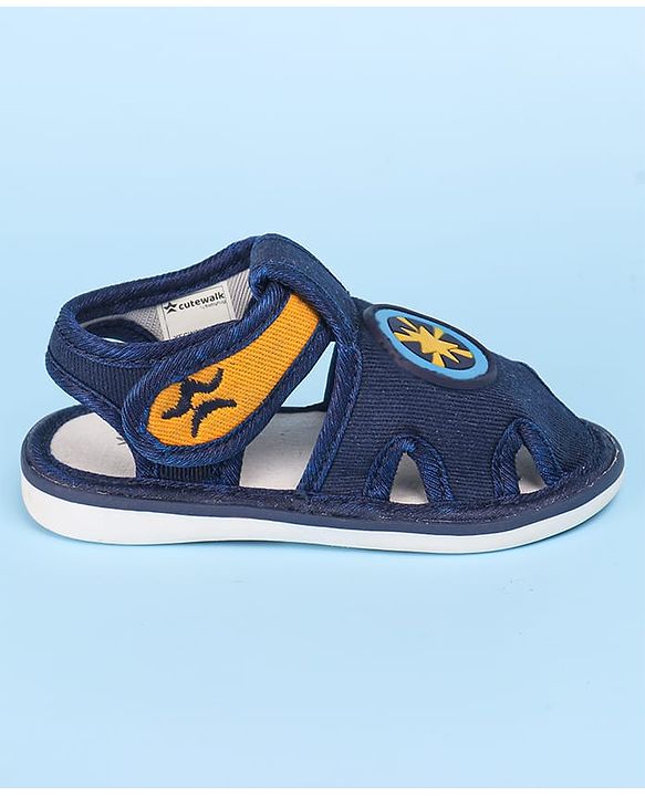 Cute Walk by Babyhug Sandals with Patch Detailing & Velcro Closure - Navy Blue