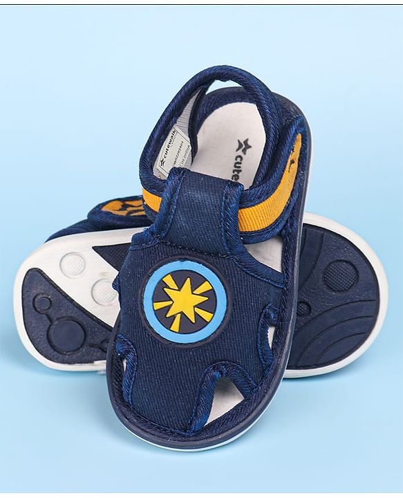 Cute Walk by Babyhug Sandals with Patch Detailing & Velcro Closure - Navy Blue