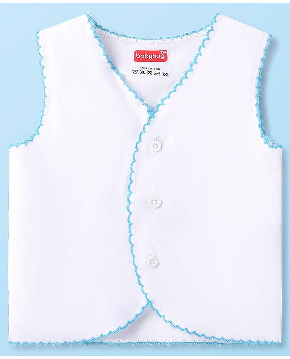 Babyhug 100% Cotton Woven Solid Color Jhablas Pack of 5 - White