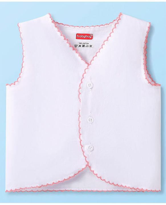 Babyhug 100% Cotton Woven Solid Color Jhablas Pack of 5 - White