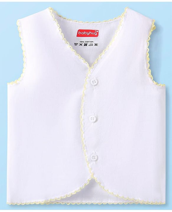 Babyhug 100% Cotton Woven Solid Color Jhablas Pack of 5 - White