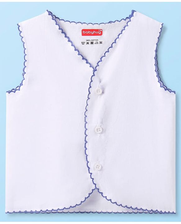 Babyhug 100% Cotton Woven Solid Color Jhablas Pack of 5 - White