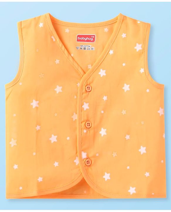 Babyhug 100% Cotton Woven Sleeveless Jhablas with Stripes & Vehicle Print Pack of 3 - Orange & White