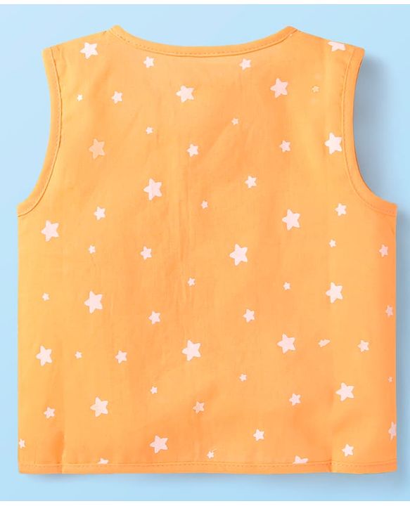 Babyhug 100% Cotton Woven Sleeveless Jhablas with Stripes & Vehicle Print Pack of 3 - Orange & White