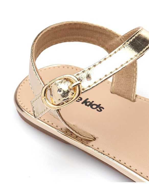 Pine Kids Party Wear Sandals with Buckle Closure & Sequin Detailing - Golden