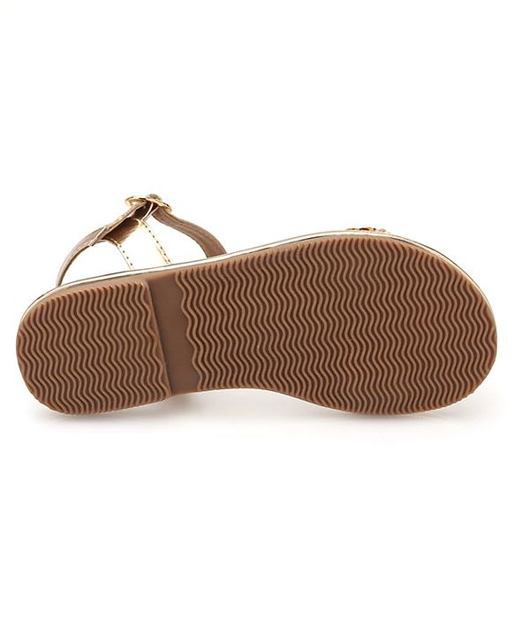 Pine Kids Party Wear Sandals with Buckle Closure & Sequin Detailing - Golden