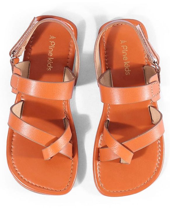 Pine Kids Velcro Closure Mojaris - Tan