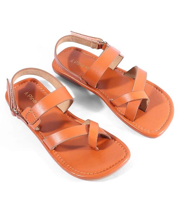 Pine Kids Velcro Closure Mojaris - Tan