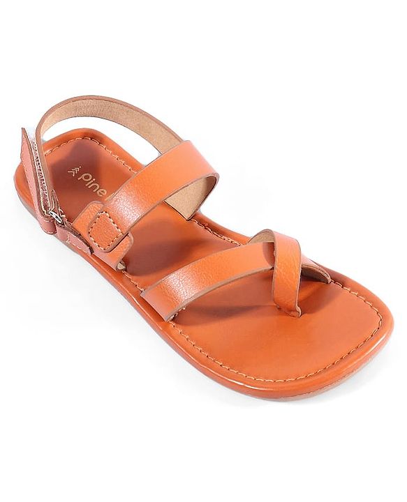 Pine Kids Velcro Closure Mojaris - Tan