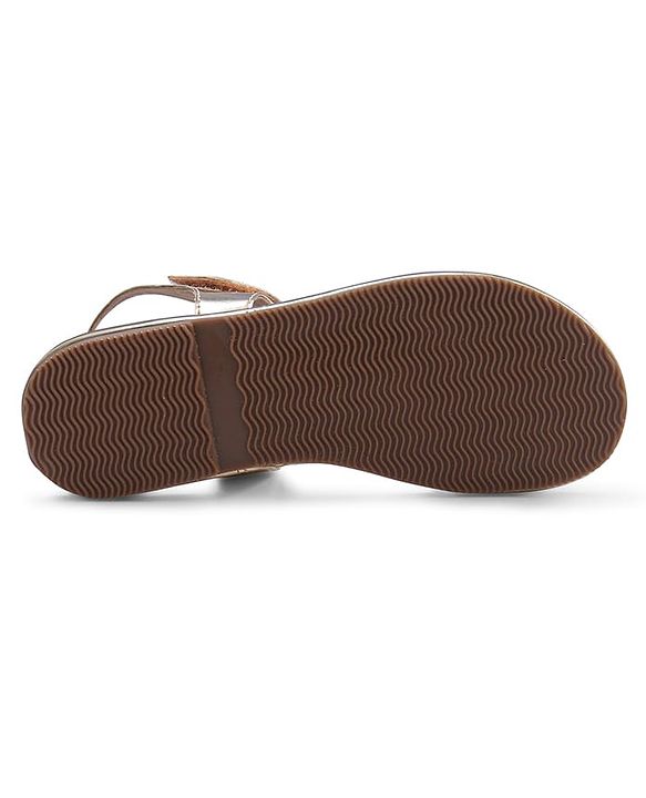 Pine Kids Formal & Party Wear Sandal with Velcro Closer  & Sequence Embroidery - Gold