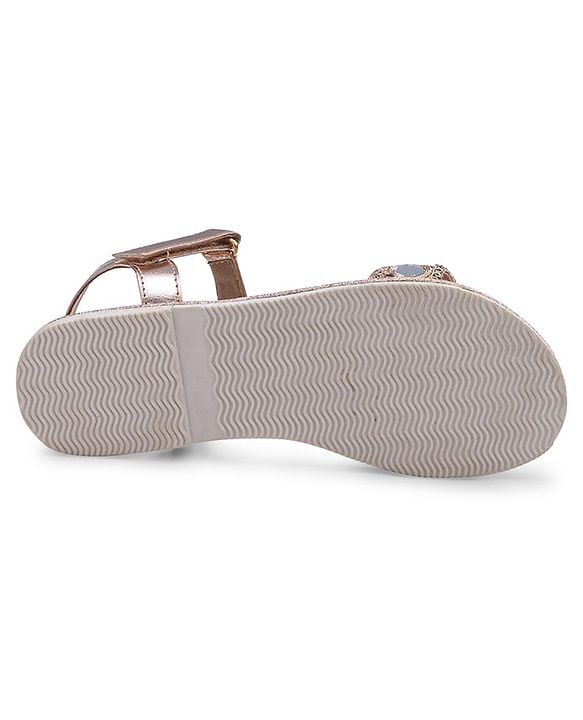 Pine Kids Formal & Party Wear Sandal with Velcro Closer & Mirror Work - Golden