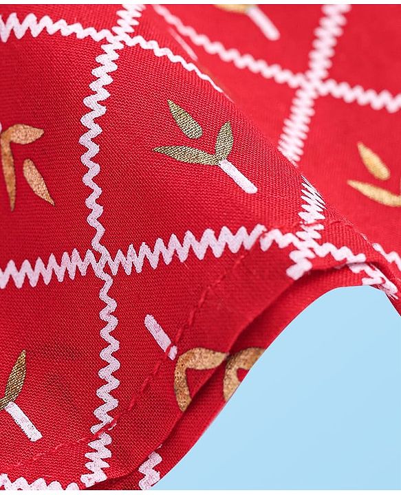 Babyhug Cotton Woven Full Sleeves Foil Printed Kurta Dhoti Set - Red