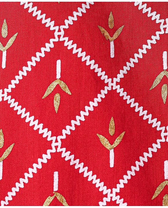 Babyhug Cotton Woven Full Sleeves Foil Printed Kurta Dhoti Set - Red