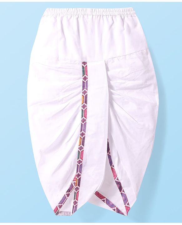 Babyhug Cotton Woven Cambric  Schiffly Embroidered Full Sleeves  Dhoti Kurta Set - Pink & White