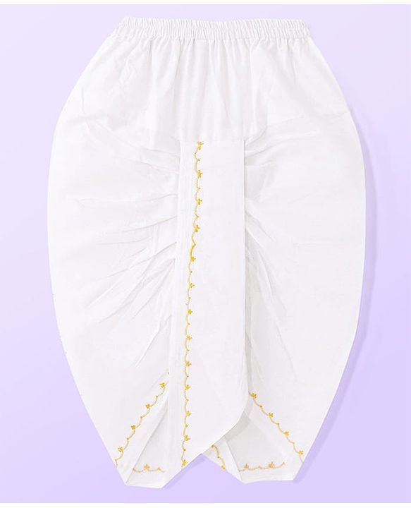 Babyhug Cambric Woven Full Sleeves Embroidery Kurta & Dhoti Set - Yellow