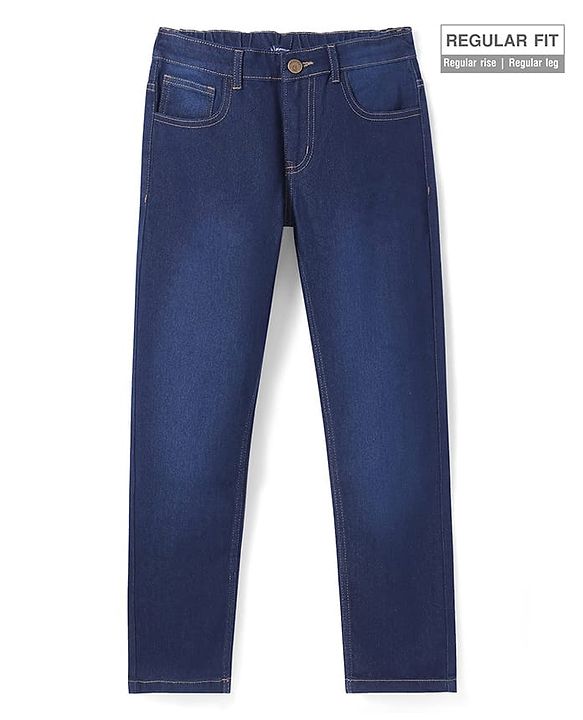 Pine Kids Denim Woven Full Length Washed Jeans - Navy Blue