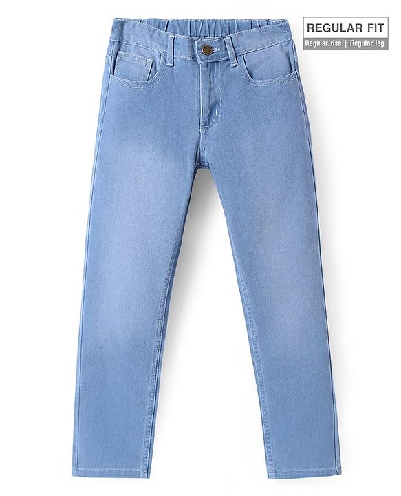 Pine Kids Denim Woven Full Length Washed Jeans - Navy Blue