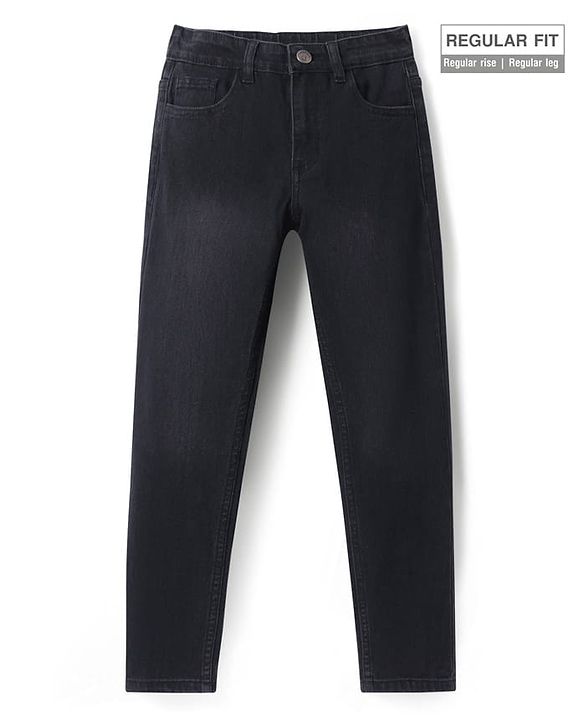 Pine Kids Denim Woven Full Length Washed Jeans - Navy Blue