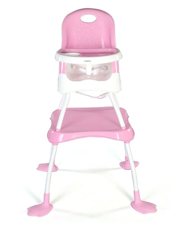 Babyhug Urban 4 in 1 High Chair With 3 Point Safety Harness And Anti-Slip Base - Pink