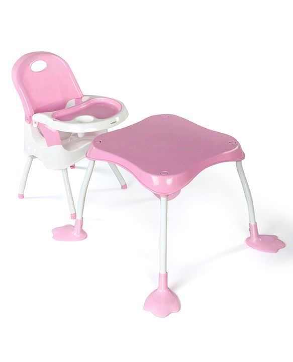 Babyhug Urban 4 in 1 High Chair With 3 Point Safety Harness And Anti-Slip Base - Pink
