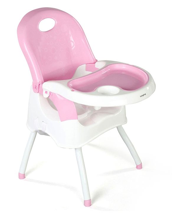 Babyhug Urban 4 in 1 High Chair With 3 Point Safety Harness And Anti-Slip Base - Pink