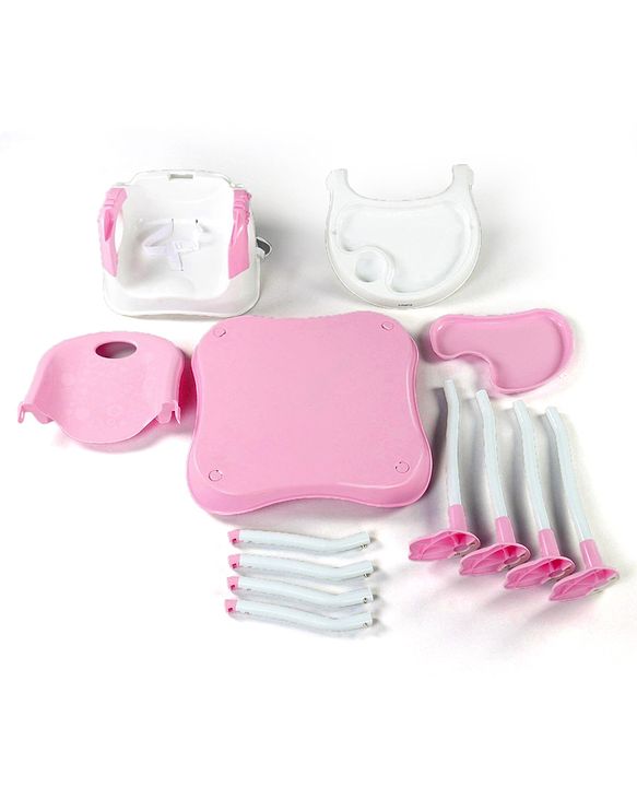 Babyhug Urban 4 in 1 High Chair With 3 Point Safety Harness And Anti-Slip Base - Pink