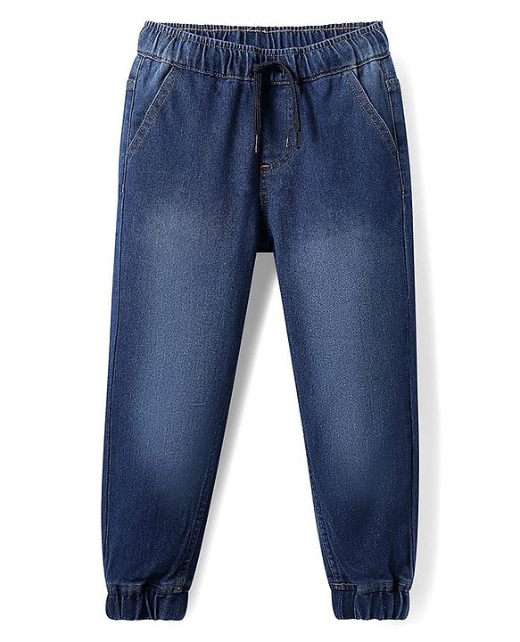 Pine Kids Denim Woven Full Length Washed Jeans - Navy Blue