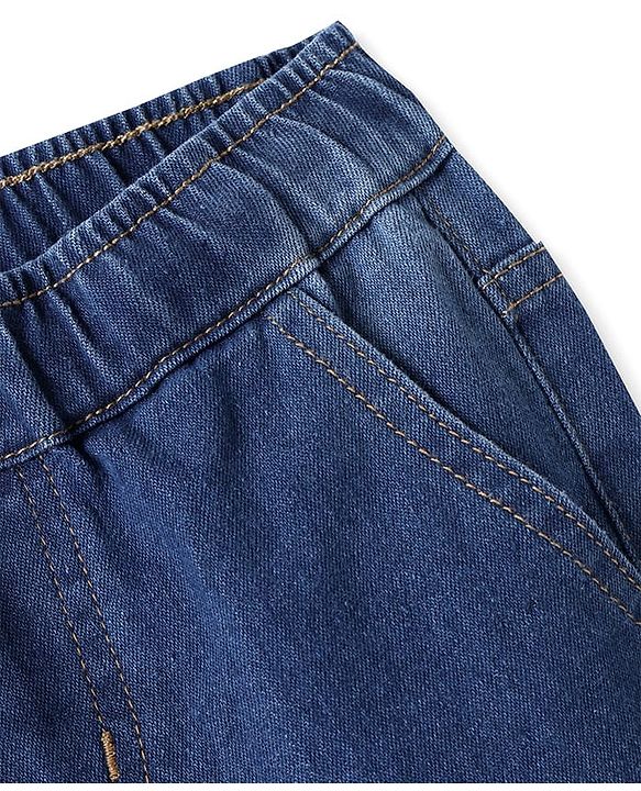 Pine Kids Denim Woven Full Length Washed Jeans - Navy Blue