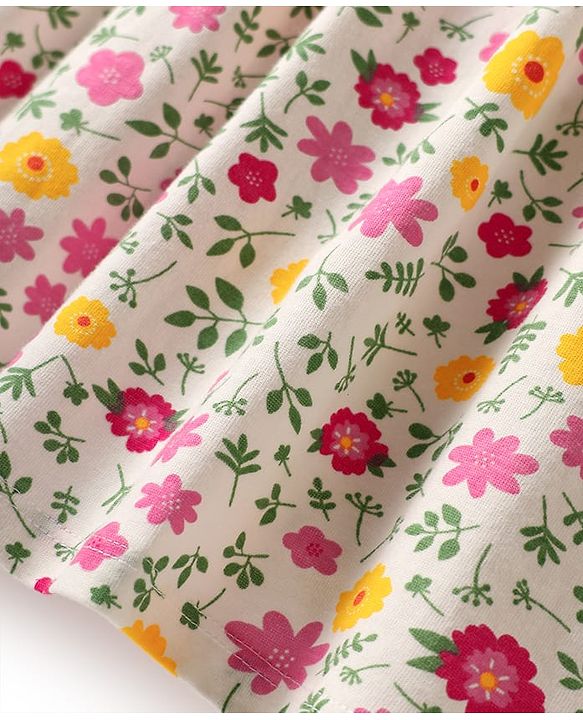 Babyhug Single Jersey Knit Half Sleeves Floral & Polka Dot Printed Frocks With Bow Applique Pack of 2 - Red & White