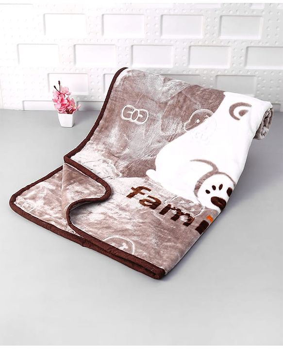 Babyhug Premium Embossed Mink Blanket Kitty Print - Light Green