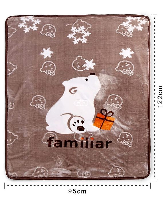 Babyhug Premium Embossed Mink Blanket Kitty Print - Light Green