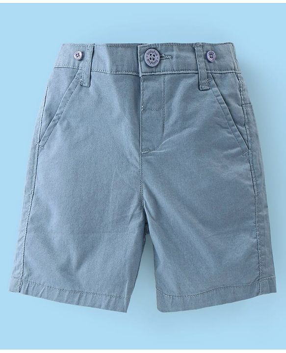 Babyhug Cotton Woven Half Sleeves Leaf Printed Shirt & Denim Shorts Set - White & Blue
