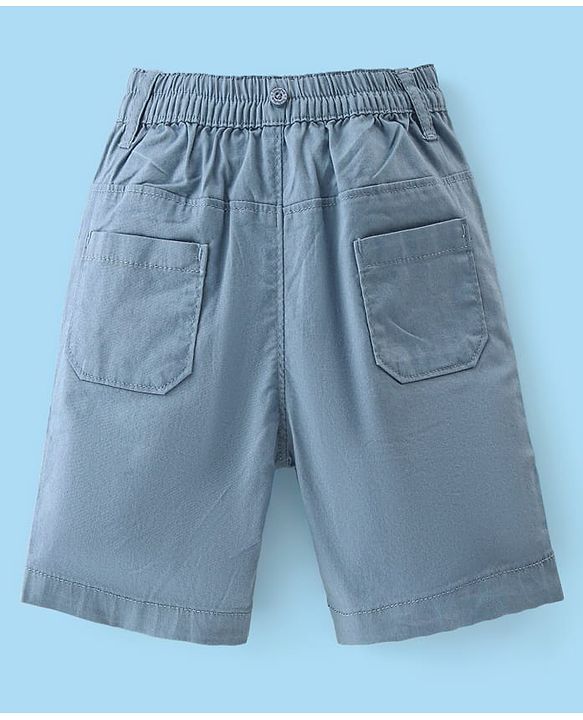 Babyhug Cotton Woven Half Sleeves Leaf Printed Shirt & Denim Shorts Set - White & Blue
