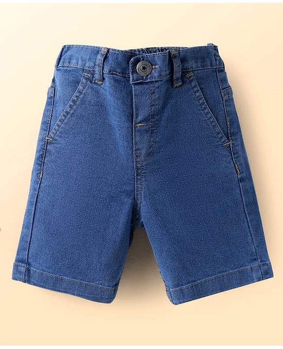 Babyhug Cotton Woven Half Sleeves Tropical Theme Printed Shirt & Solid Denim Jeans Set - White & Blue