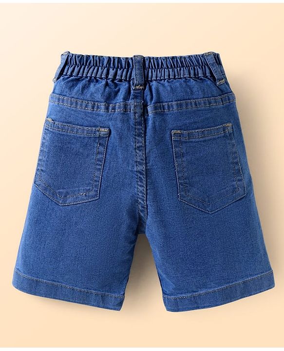 Babyhug Cotton Woven Half Sleeves Tropical Theme Printed Shirt & Solid Denim Jeans Set - White & Blue