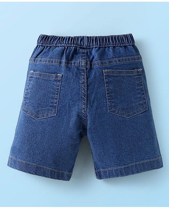 Babyhug Cotton Woven Half Sleeves Sea Life Printed Shirt & Denim Shorts -  White & Blue