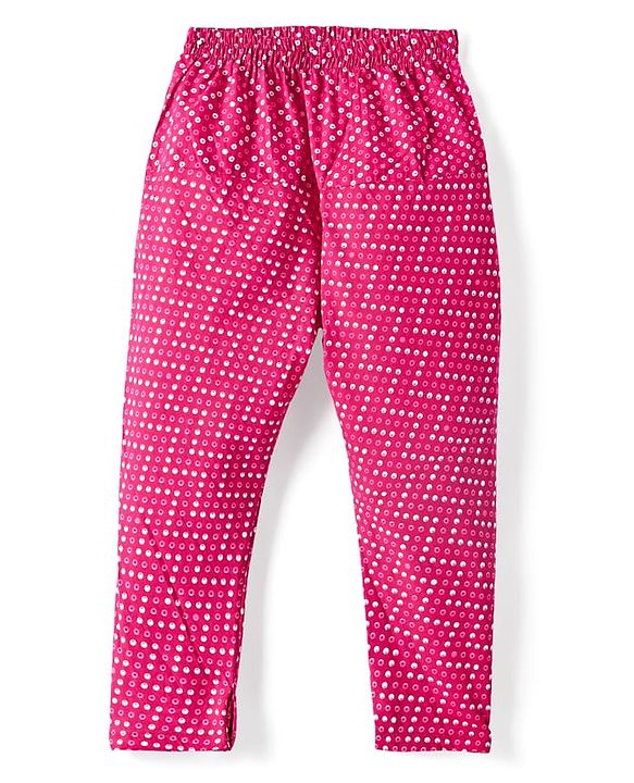 Babyhug Cotton Woven Three Fourth Sleeves Kurta & Churidar with Dupatta Floral Print - Dark Pink
