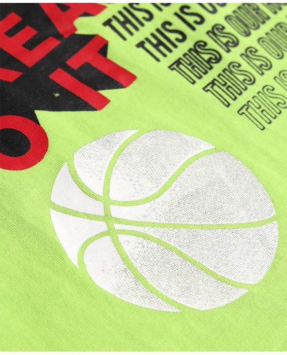 Pine kids Disney Single Jersey Knit Half Sleeves T-Shirt with Mickey Mouse Front & Back Graphics - Limegreen