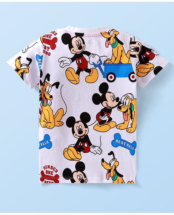 Babyhug Disney Single Jersey Knit Half Sleeves T-Shirts with Mickey & Pluto Graphics Pack of 3 - Green White & Red